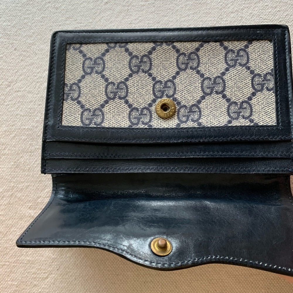 Vintage Gucci GG monogram Navy Sherry Line Wallet - Picture 7 of 12